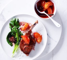 Spiced-Pork Cutlets With Blood Plum Sauce